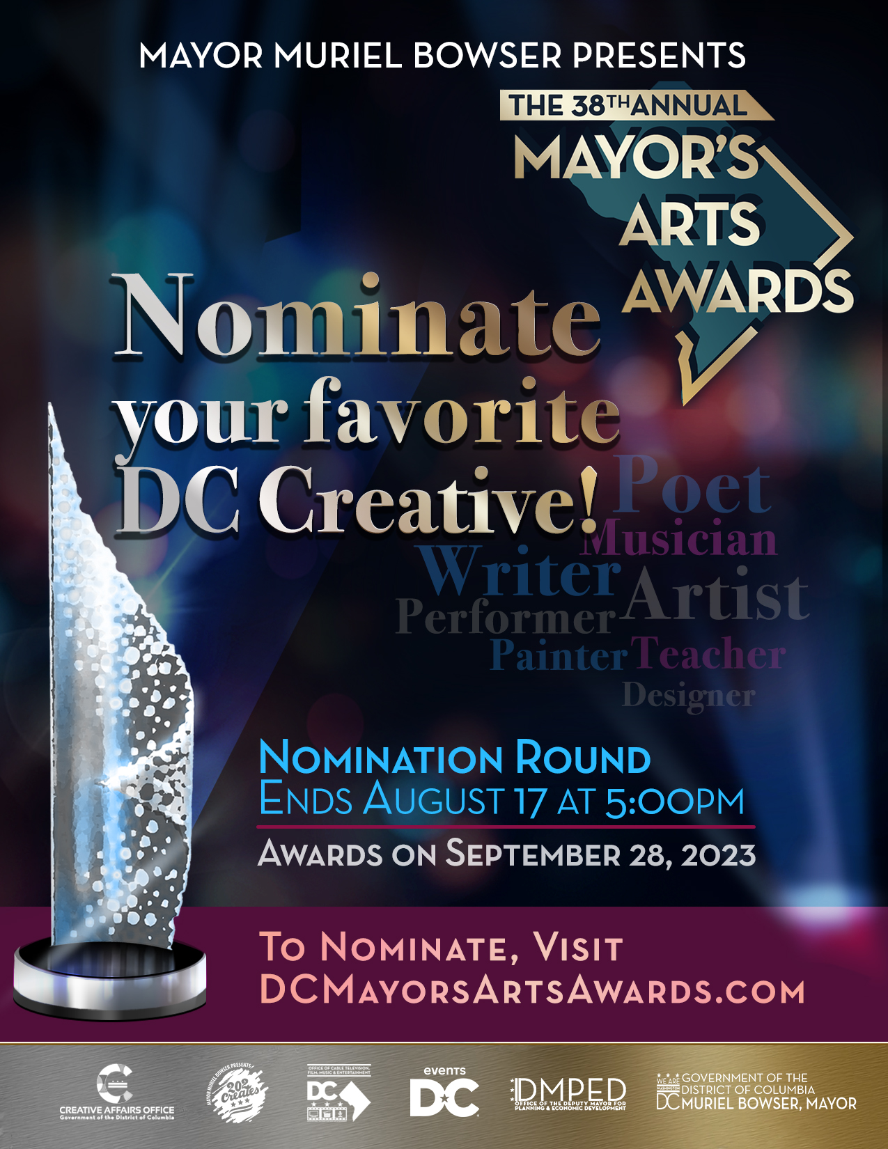 Mayor Muriel Bowser Presents The 38th Annual Mayors Arts Awards